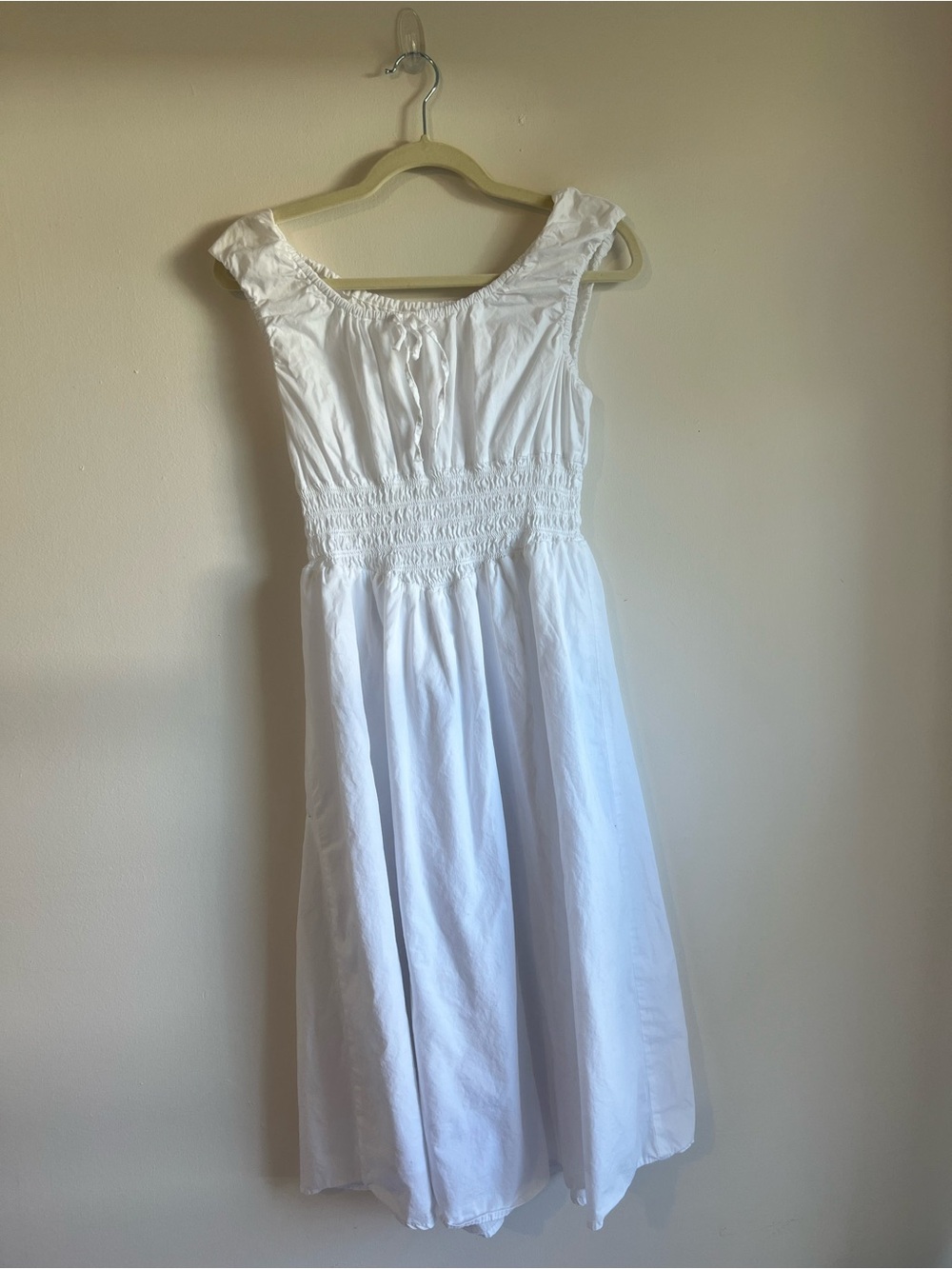 White Smocked Waist Womens Dress - Classic Summer Style